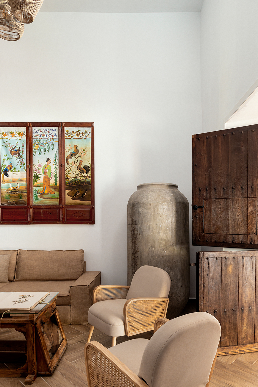 sala de estar en una villa rural de Guadalupe